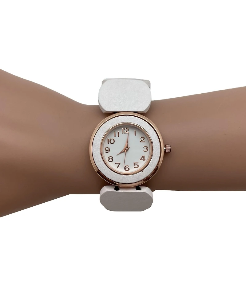 Olivia Pratt White Stretch Wooden Watch