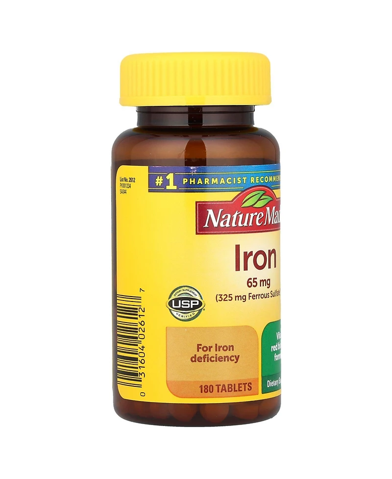 Nature Made Iron 65 mg (325 mg Ferrous Sulfate) Tablets, Dietary Supplement for Red Blood