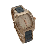Gray Rhinestone Accent Square Dial Metal Watch