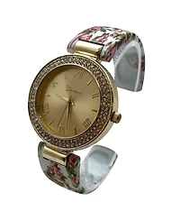 Olivia Pratt White Floral Printed Soft Band Bangle Women Watch