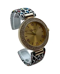 Olivia Pratt Multi Cheetah Printed Soft Band Bangle Women Watch