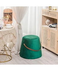 Nordlys - Green Velvet with Rope Pouf Vintage Style Upholstery Living Room