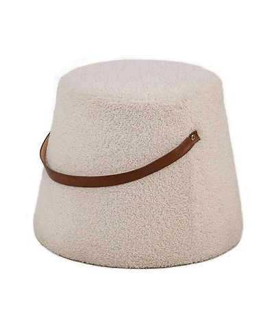 Nordlys - White Boucle with Rope Pouf Vintage Style Upholstery Living Room