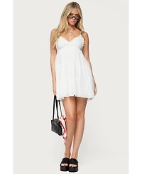 Edikted Womens Bianca Ruffle Tiered Babydoll Dress