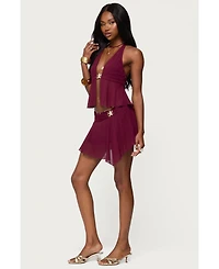 Edikted Women's Sea Star Chiffon Split Front Top
