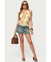 Edikted Women's Hannah Floral Chiffon Halter Top