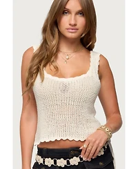 Edikted Womens Aurelle Open Knit Tank Top