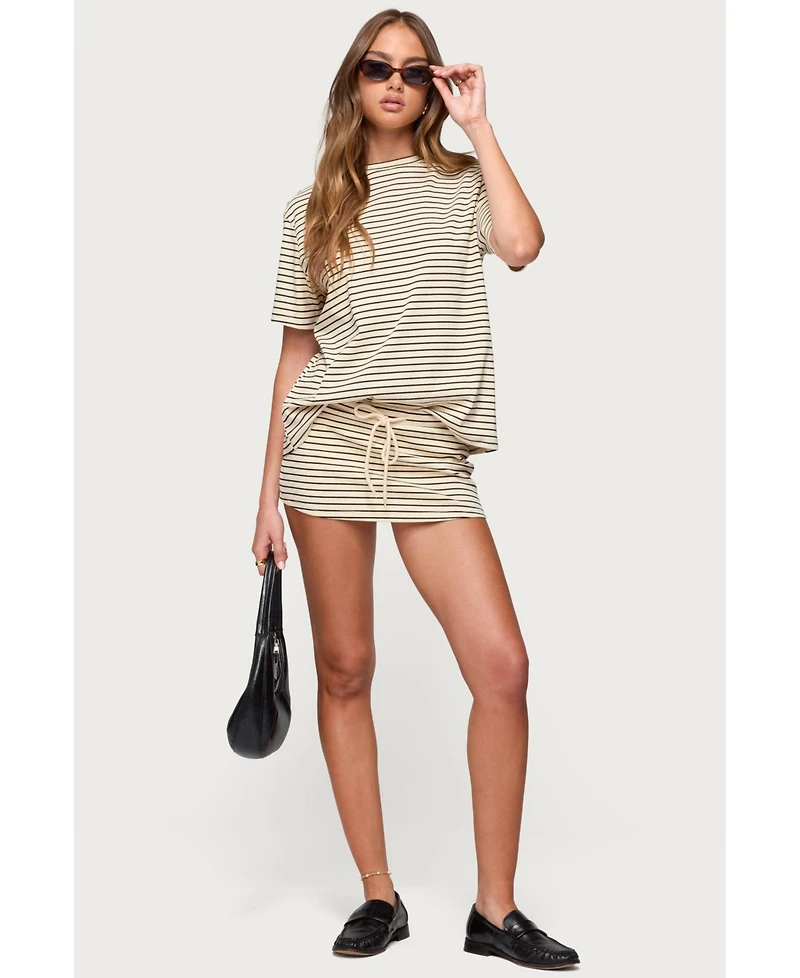 Edikted Women's Brena Striped Oversized T Shirt