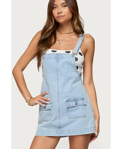 Edikted Women's Overall Denim Mini Dress