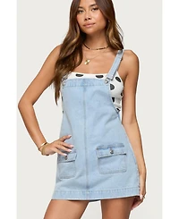 Edikted Women's Overall Denim Mini Dress