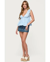 Edikted Womens Gizelle Cotton V Neck Babydoll Top