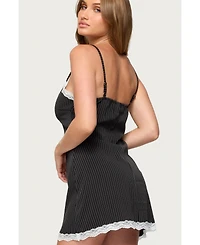 Edikted Women's Liel Contrast Lace Pinstripe Mini Dress