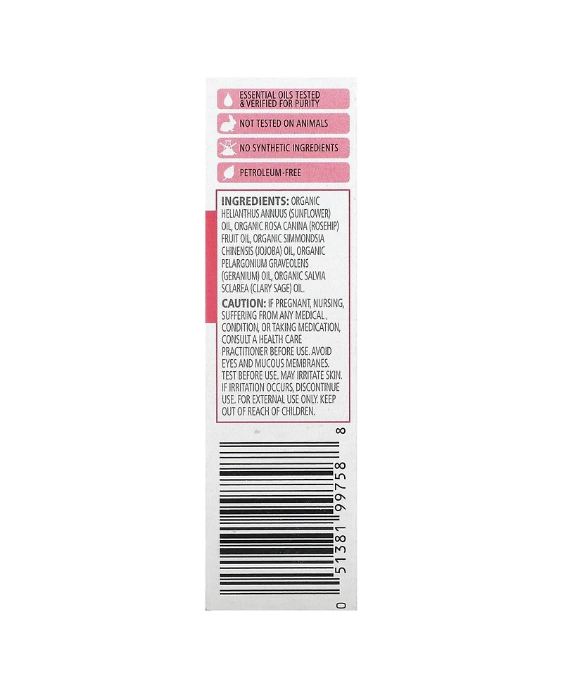 Aura Cacia Organic Deep Rosehip Facial Oil Serum Geranium & Clary Sage