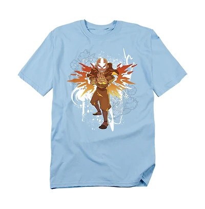 Logovision Men's Avatar The Last Airbender Flower And Fish Aang T-Shirt