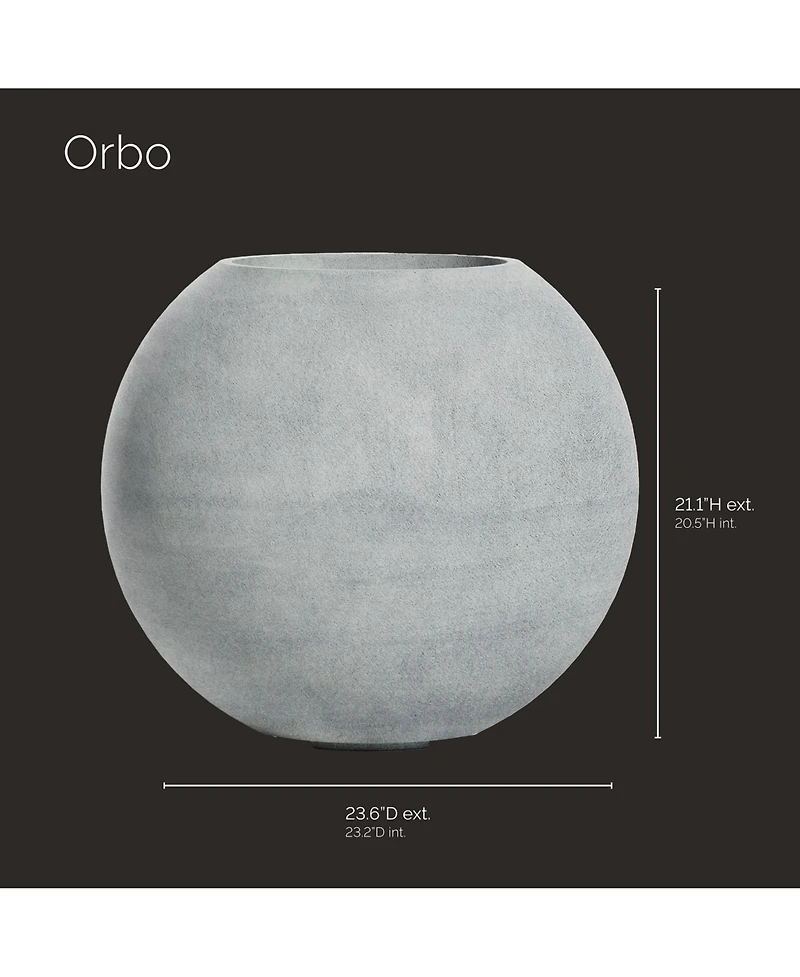 Cosapots Orbo Globe Sphere Planter – Sand Stone Finish Fiberglass Indoor/Outdoor and Weather-Resistant Round (23.6" D x 2