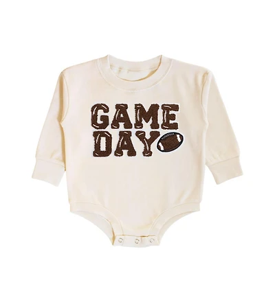 Sweet Wink Baby Girl and Boy Game Day Patch Long Sleeve Romper
