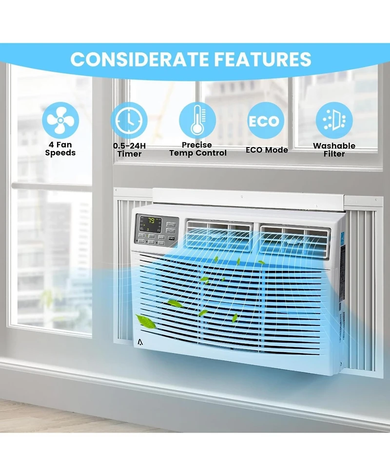 gaomon 8,000 Btu Window Ac - Dehumidify & Fan Modes, Quiet Operation, Remote Control, Easy Installation, Ideal for Home & Office, Cools 370 Sq. Ft