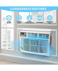 gaomon 8,000 Btu Window Ac - Dehumidify & Fan Modes, Quiet Operation, Remote Control, Easy Installation, Ideal for Home & Office, Cools 370 Sq. Ft