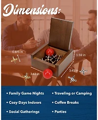 We Games Old-Fashioned Metal Jacks in a Walnut Stain Wooden Box