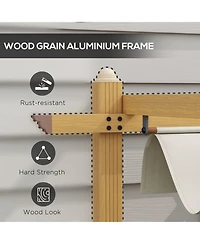 Outsunny 10'x10' Retractable Pergola with Wood Grain Aluminum Frame,