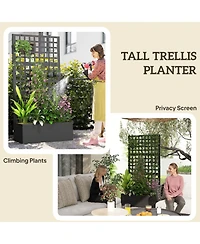 Outsunny Metal Planter Box with Trellis, Drain Holes, 35"x16"x70",