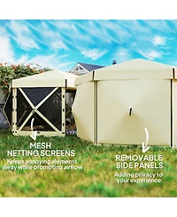 Outsunny 12' x 12' Hexagonal Pop Up Gazebo, Outdoor Canopy Tent,