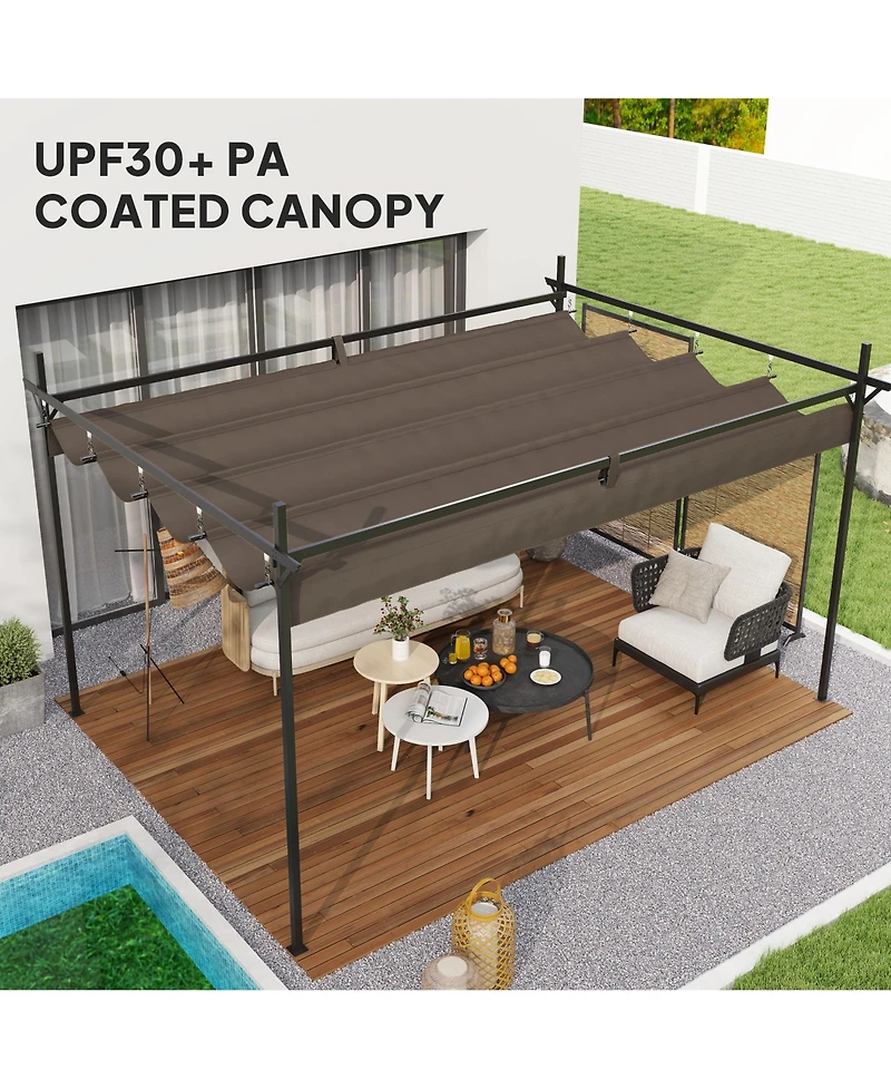 Outsunny 10' x 13' Metal Pergola with Retractable Canopy,