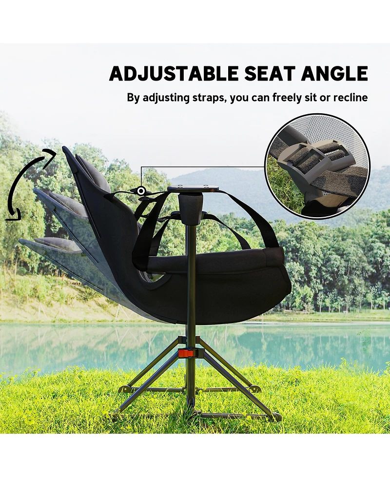 Outsunny Hammock Camping Chair Set of 2 with Adjustable Back,