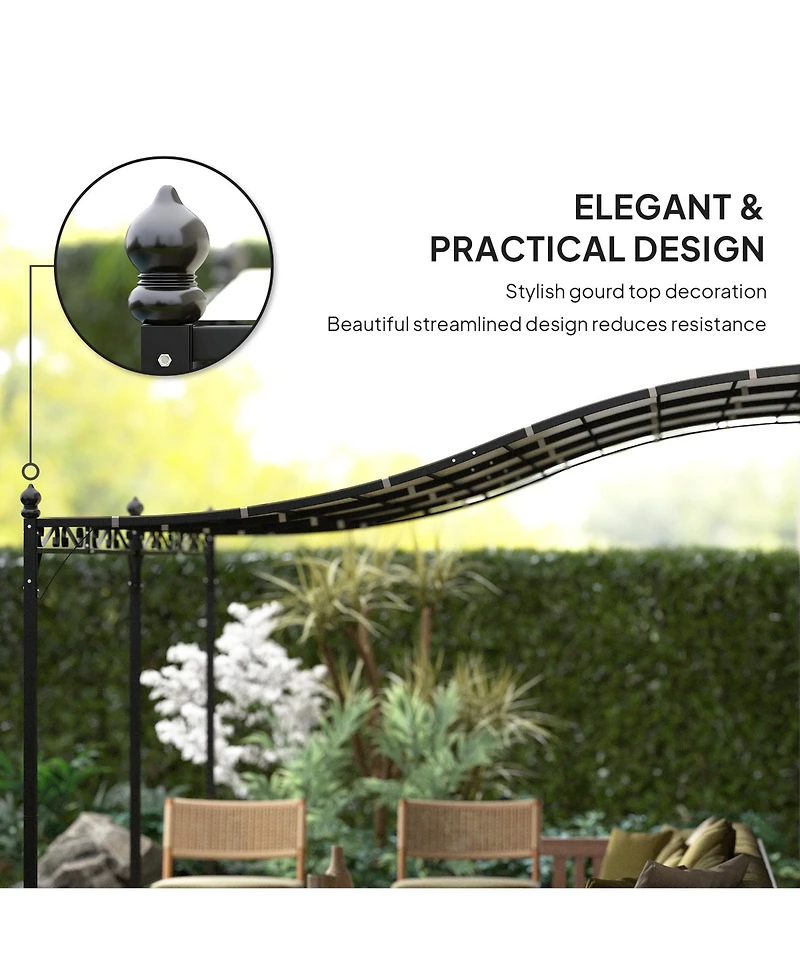 Outsunny 10' x 20' Outdoor Pergola Canopy, Metal Patio Dark