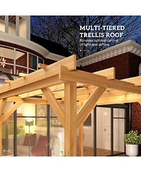 Outsunny 6.6' x 6.6' Outdoor Pergola, Wood Gazebo,