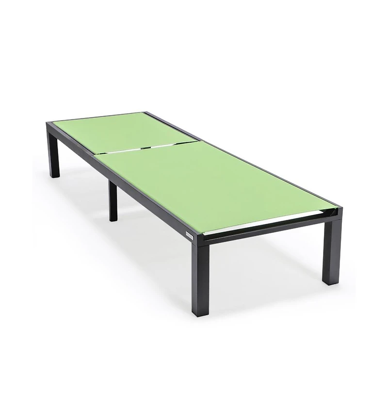 LeisureMod Marlin Patio Chaise Lounge Chair With Black Aluminum Frame