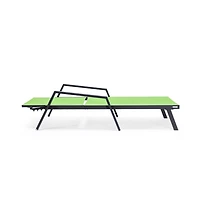 LeisureMod Lounge Chair With Armrests in Black Aluminum Frame