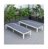 LeisureMod Marlin Patio Chaise Lounge Chair With White Aluminum Frame
