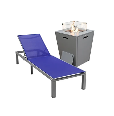 LeisureMod Grey Aluminum Outdoor Patio Chaise Lounge Chair