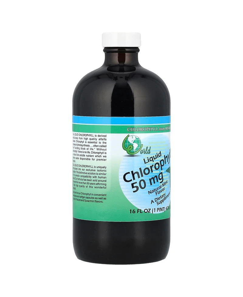 World Organic Liquid Chlorophyll Natural Mint 50 mg