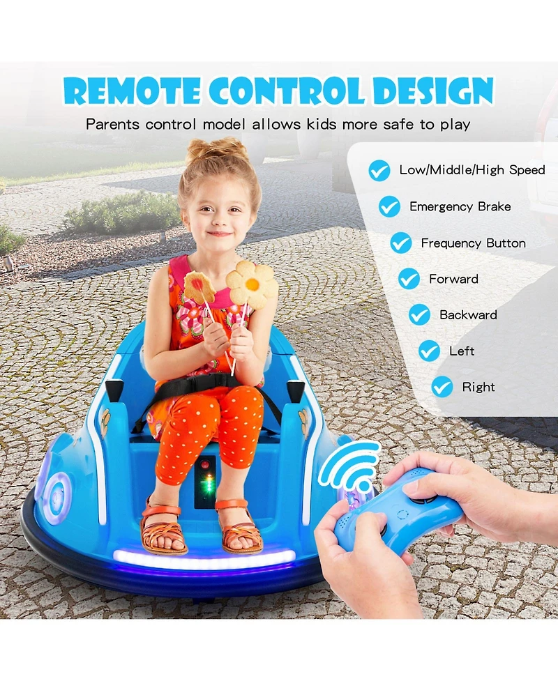 Akiudex 12V Bumper Car Ride On Toy with Music Lights and Remote Control