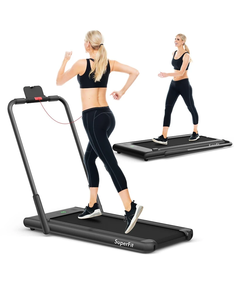 2-in-1 Folding Treadmill with Remote Control and Led Display