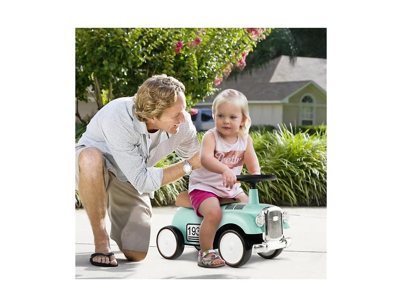 Kids Sit-to-Stand Vehicle with Working Steering Wheel and Under-Seat Storage - Green