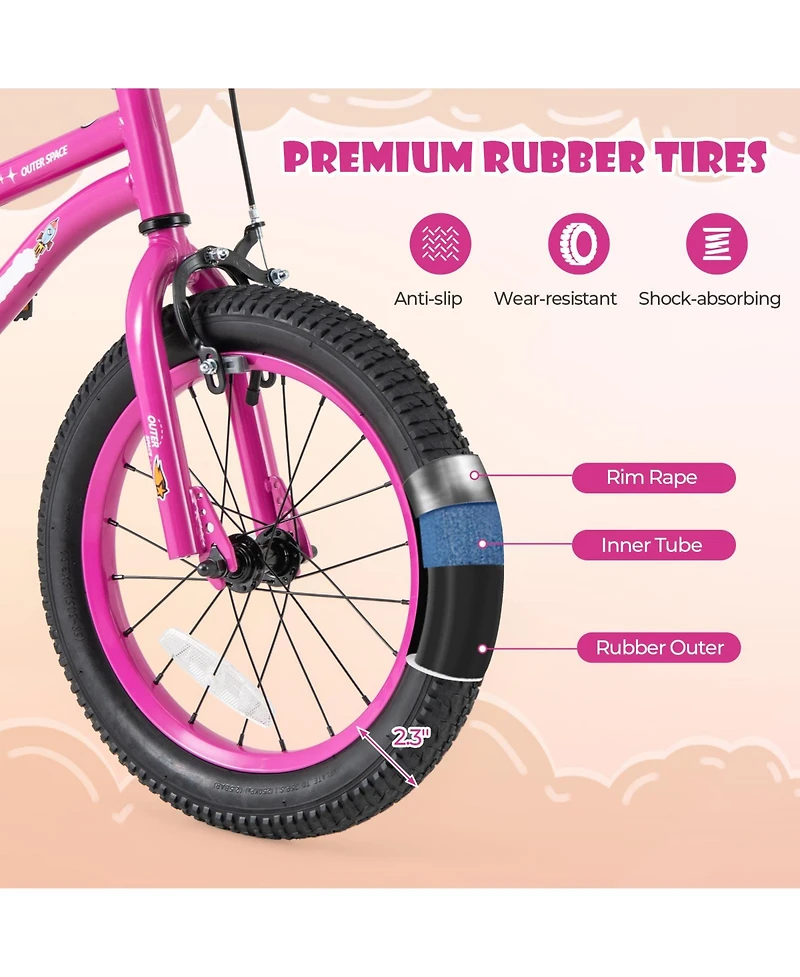 16 Inch Kids Bike for Ages 4-7 with Adjustable Handlebar and Removable Training Wheels