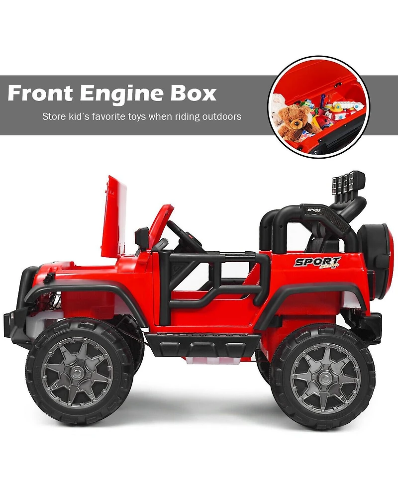 12V 2-Seater Ride-On Car Truck with Remote Control and Storage Room - Red