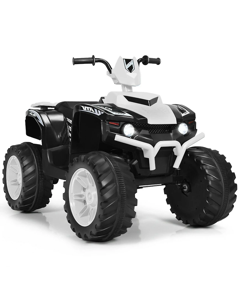 12V Kids Ride-On Atv with Led Lights and Treaded Tires - White