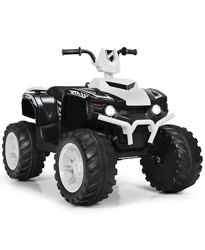 12V Kids Ride-On Atv with Led Lights and Treaded Tires - White
