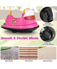 12V Electric Kids Ride-On Bumper Car with Flashing Lights for Toddlers - Pink