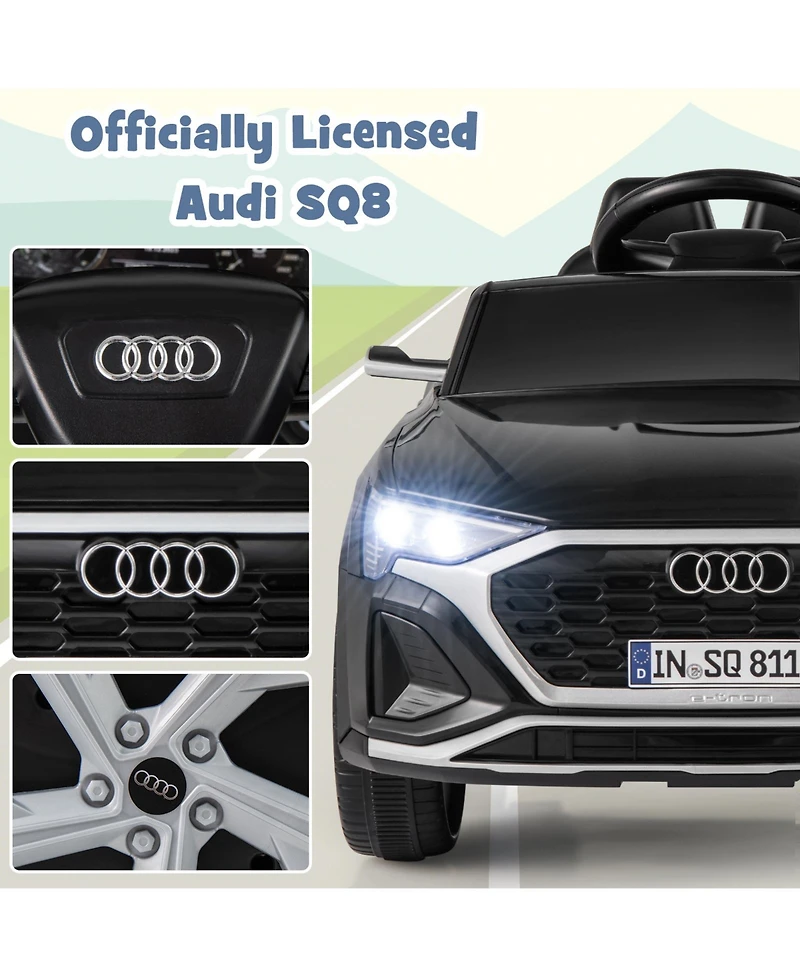12V Kids Ride-On Licensed Audi SQ8 Car with Remote Control and 3 Speeds - Black