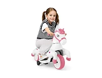 12V Unicorn Ride-On Toy with Training Wheels and Horse Riding Mode - Pink