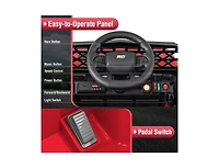 12V Kids Ride-On Truck Car with Parental Remote and Music Player - Red