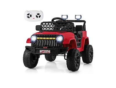12V Kids Ride-On Truck Car with Parental Remote and Music Player - Red