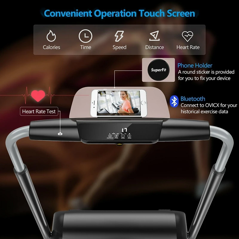 Compact Folding Treadmill with Touch Screen and App Control
