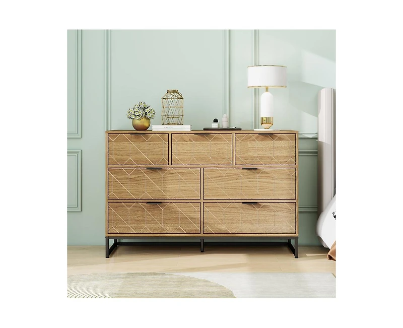 Casainc Modern Wood Storage Cabinet with 7 Drawer