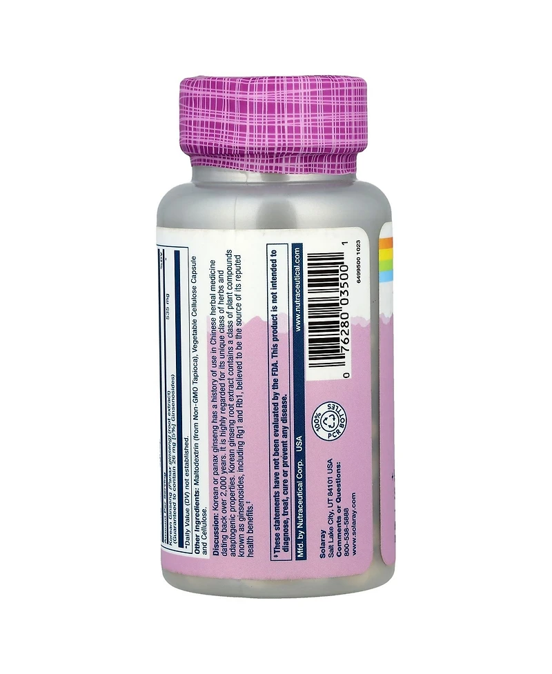 Solaray Vital Extracts Korean Ginseng 535 mg - 60 Vegcaps